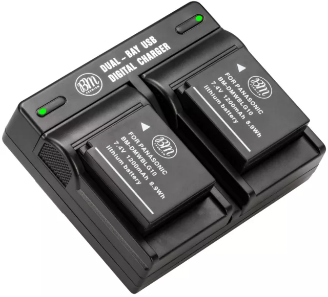 BM 2X DMW-BLG10 Batteries & Dual Charger for Panasonic DMCGX80, DMCGX85, DMCZS60