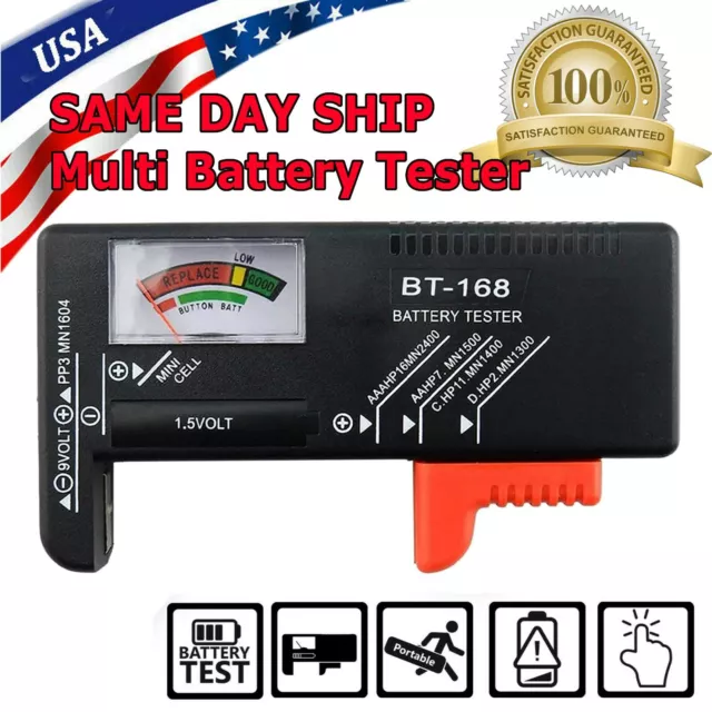 Battery Tester Checker Universal For AA AAA C D 9V 1.5V Button Cell Batteries US