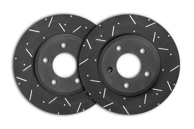 DIMPLED & SLOTTED REAR Disc Rotors PAIR fits VOLKSWAGON Golf R Type 7 14 Onwards