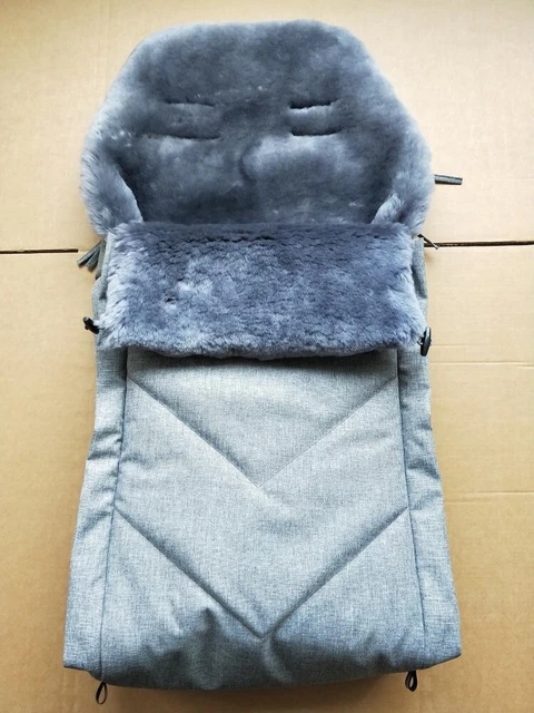 Lambskin Footmuff Sheepskin Baby Stroller Brand New Warm Winter Grey
