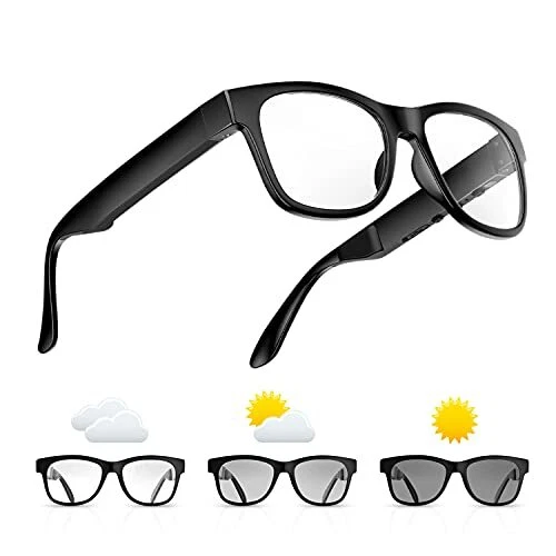 Bone Conduction Glasses, Open-Ear Headphones Bluetooth, Photochromic