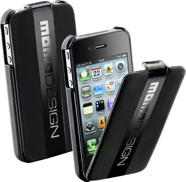 Custodia Flap Nera Cellular Line Momo Design per Apple Iphone 4
