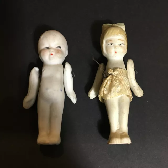 Antique Bisque Porcelain Big Eye Doll LOT Made in Japan Vintage Small Moving Arm