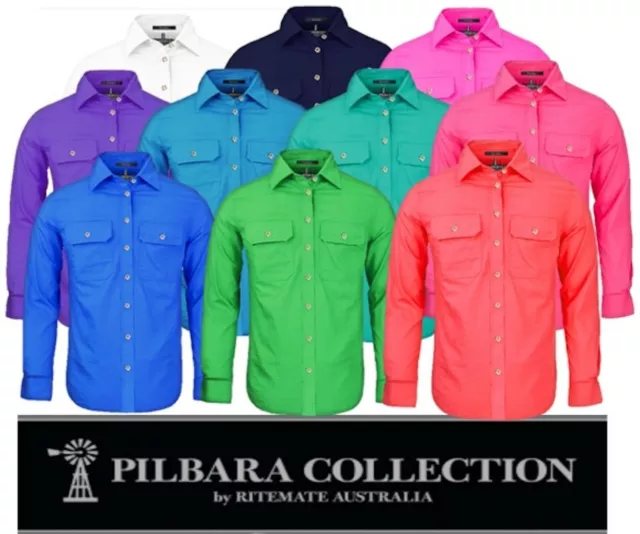 Ritemate Pilbara - Womens- Open Front Long Sleeve Work / Dress Shirt - Rm600Bt