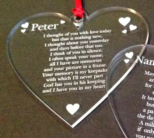 Personalised memorial Engraved Heart Shape christmas tree decoration Plaque