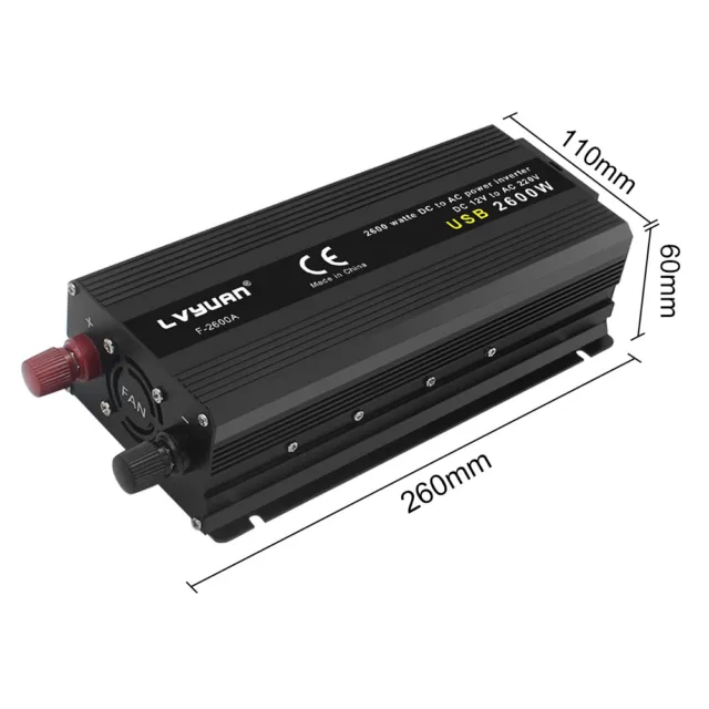 1100W Spannungswandler dc 12V ac 230V Wechselrichter Inverter USB Solar 2