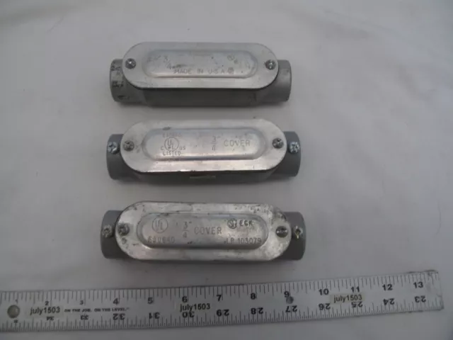 (3) Mixed Brand 3/4" C Style Aluminum Conduit Body - With covers & gaskets