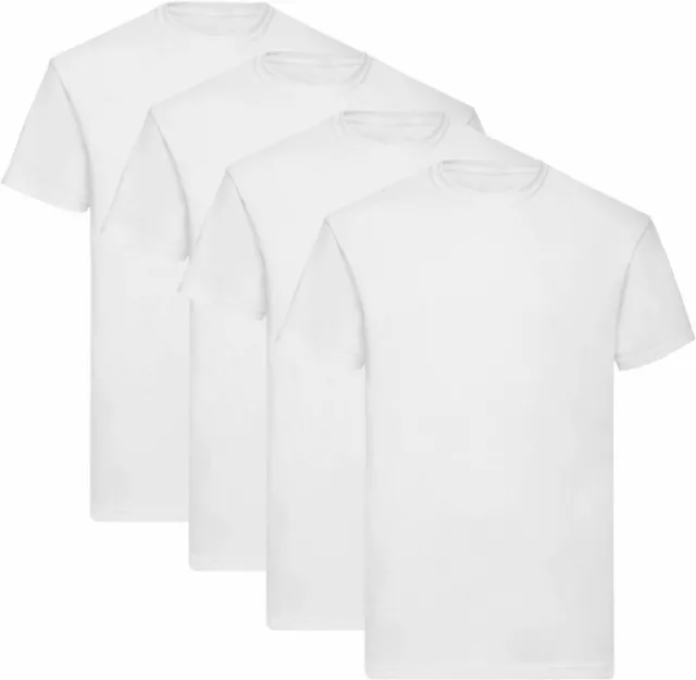 Mens 1/4 Pack T-Shirt White Plain Cotton T-Shirts Tee Crew Neck Size 3XL-4XL LOT