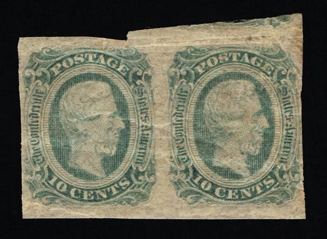 GENUINE CONFEDERATE CSA SCOTT #12e PAIR GREEN MINT OG DIE-B ARCHER DALY PRINTING