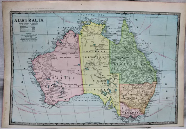 Monarch Standard Atlas Map Page Plate Of Australia 1906 Vintage