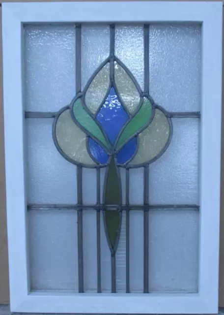MIDSIZE OLD ENGLISH LEADED STAINED GLASS WINDOW Pretty Abstract 17" x 24.75"