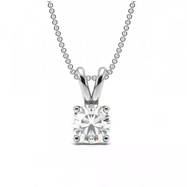 1/10ct I1/HI Natural Diamond 9K White Gold Solitaire Diamond Pendant Necklace