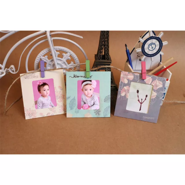 8pcs Colourful DIY Hanging Album Kraft Paper Photo Frame Wall Pictures Kids Baby