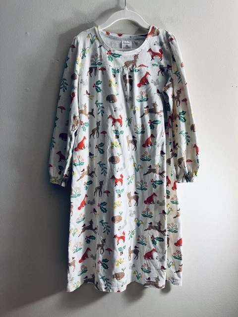 Mini Boden girls festive holiday reindeer Christmas print nightgown pajama 7-8