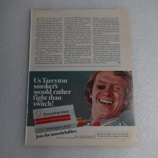 Vintage Print Ad Tareyton 100 Cigarettes Sports Illustrated Feb 17, 1975