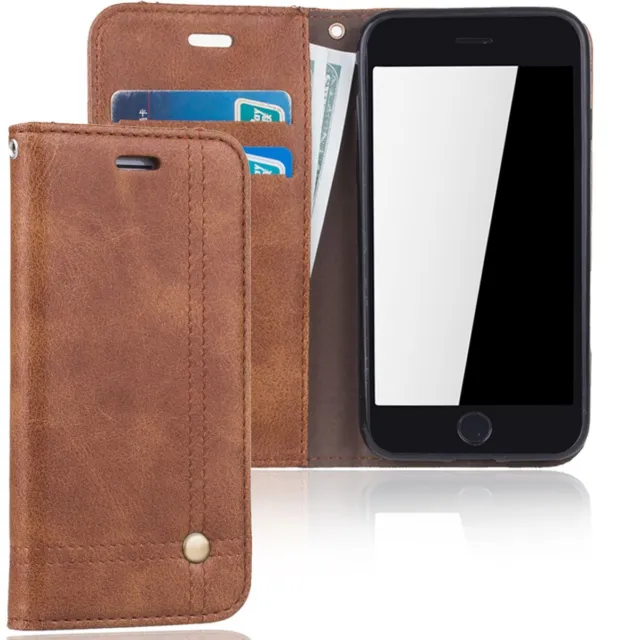 Apple iPhone 6 / 6s Hülle Case Handy Cover Schutz Tasche Flip Schutzhülle Braun