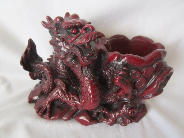 Chinese Red Dragon - Candle Holder, Pen Holder, Or Ashtray