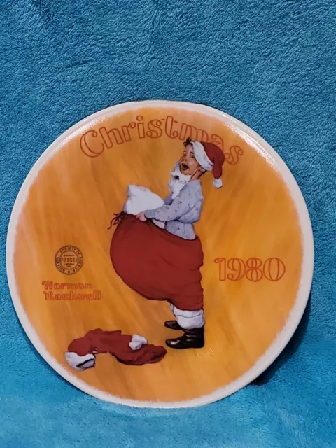 Christmas Plate USA Vintage Scotty Plays Santa Norman Rockwell - Knowles China