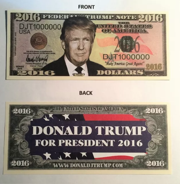 Donald Trump 2016 Rare $1,000,000 Novelty Note, Trump For President, Politics