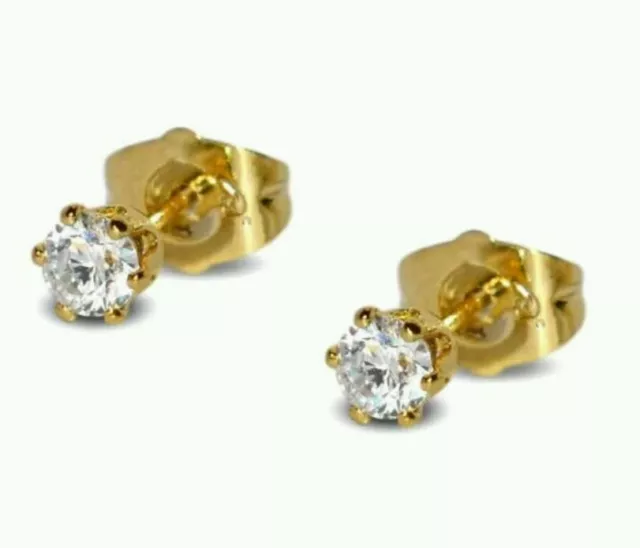 9ct yellow gold round cut tiny elegant stud earrings Fantastic Offer free post