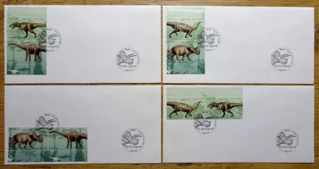 Bund FDC Zusammendrucke aus Block 73 Blanko Ersttagsbrief ESST Bonn Dinosaurier