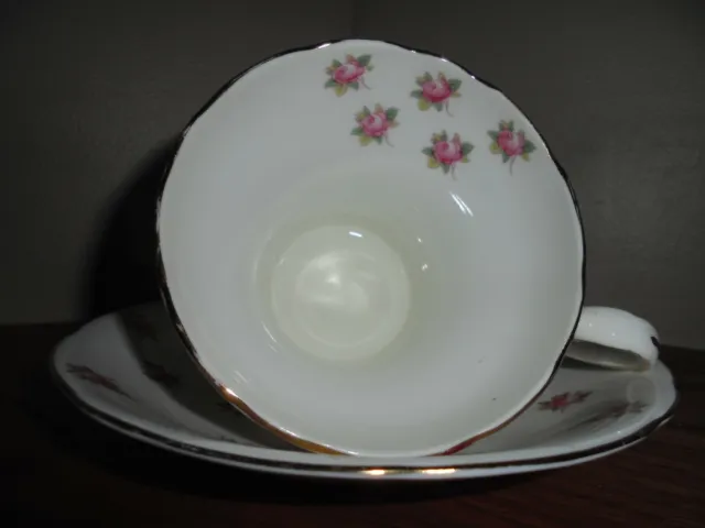 Aynsley "Small Pink Roses" Corset Tea Cup and Saucer (13699) made in England 2