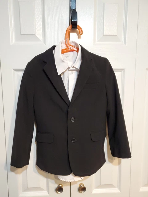 Size 7 Calvin Klein Boys Black Suit Jacket , Pants & Button Up Shirt 3 pieces