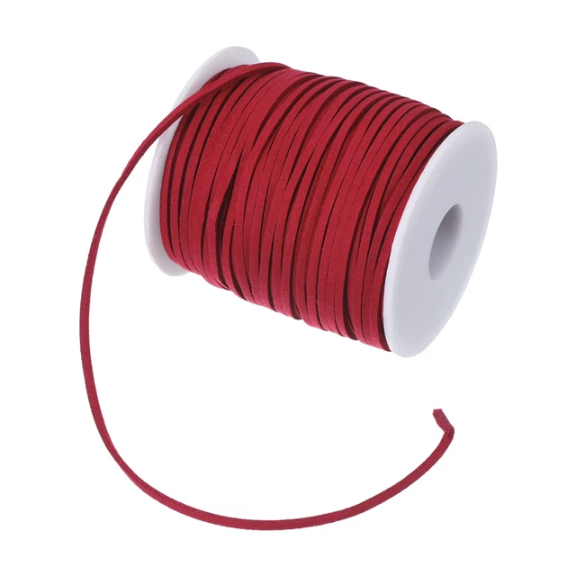 Camoscio Cordoncino con Rotolo Bobina 3mm 50 Iarde,Rosso