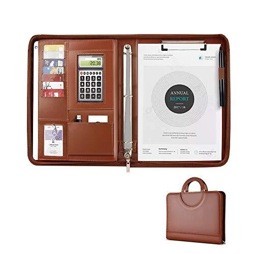PadfolioMagnetic Handle PU Leather Zippered Portfolio with 3 Ring Binder Docume