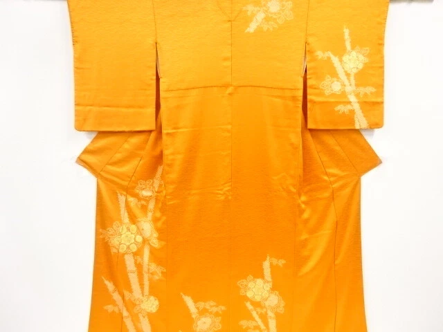81379# JAPANESE KIMONO / ANTIQUE KIMONO / EMBROIDERY / SHIBORI / BAMBOO GRASS &a