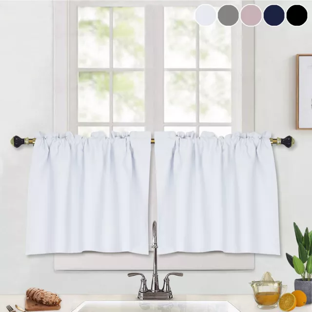 Blackout Cafe Curtains Kitchen Solid Short Valance Home Window Drape Sheer Voile