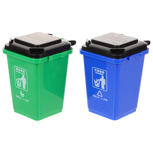 2 PCS Mini Curbside Trash Bin Makeup Tools Organizer Storage Child Office