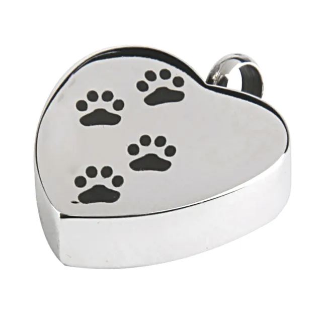 Memorial Dog Pet Paw Heart Cremation Pendant Urn Jewelry Keepsake Ash Holder