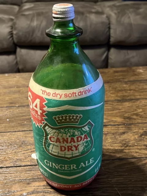 Rare Canada Dry Ginger Ale 64oz Foam Label Bottle