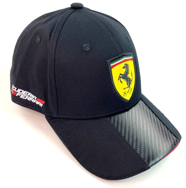 Scuderia Ferrari Official Racing F1 Logo Strapback Adjustable Hat Carbon Cap NEW