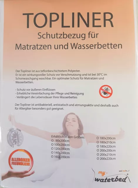 Topliner Capliner Schonbezug Protector Staubschutz für Wasserbetten Matratzen