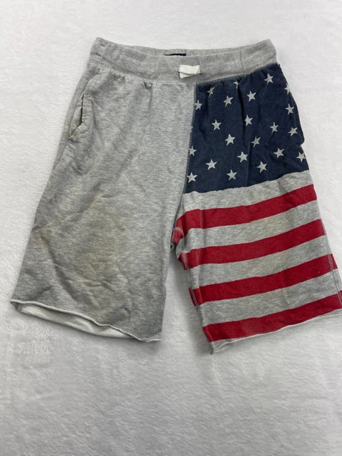 OshKosh American Flag Sweat Shorts Youth Boys Size 14 Patriotic Elastic Waist -