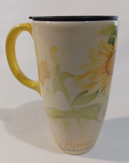 Cypress Home Sunflower Ceramic Travel Mug W Lid Handle SB Baldwin