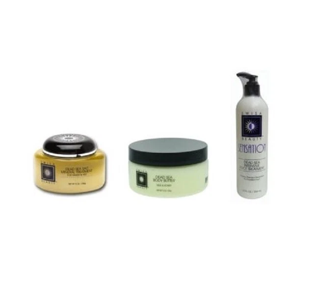Swisa Beauty Body Butter + Salt Scrub Treatment + Intensive Foot Care Lotion Set