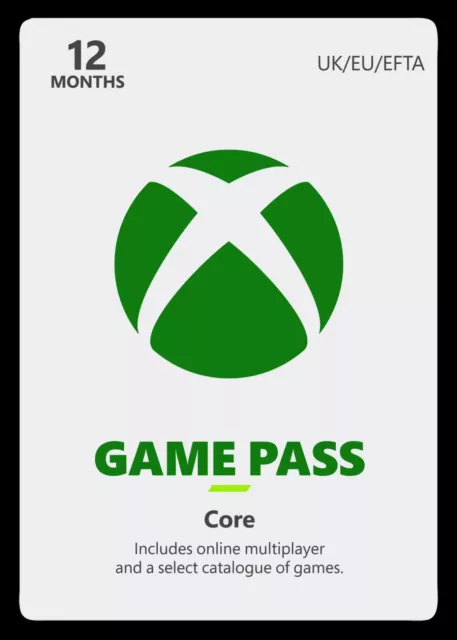 Xbox Game Pass Core - Xbox Live Gold 12 Mesi Codice It Italia Eu. Non Serve Vpn