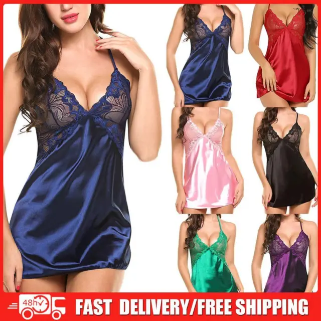 Sexy Halter Dress Mesh Lace Backless Sleepwear V-Neck Women Lingerie for Bedroom