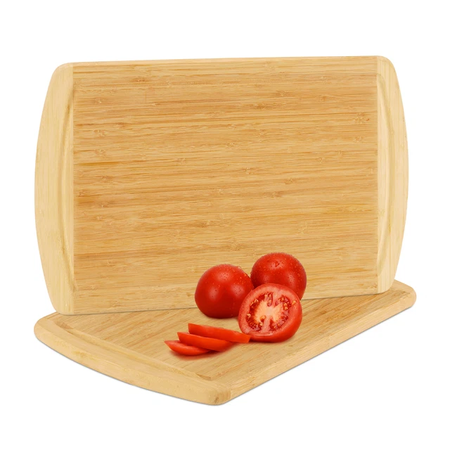 2x Planches découper en bambou avec récupérateur jus planche de service cuisine