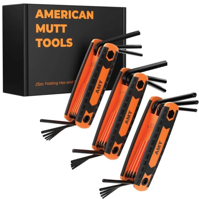 25pc Folding Allen and Torx Wrench Set | Metric, SAE Hex Key Sets and Star Keys