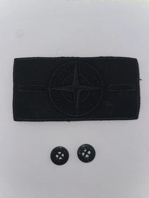 Replacement Stone Island badge with 2 buttons Black & White