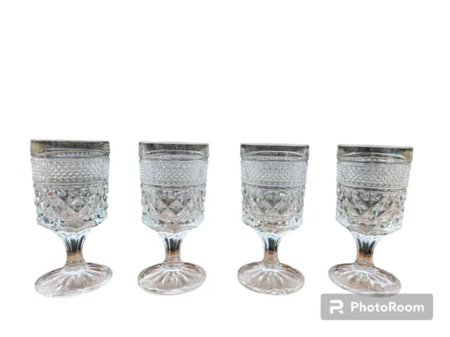 Vtg Anchor Hocking WEXFORD Set of 4-5 1/2"  Wine Glasses Goblets