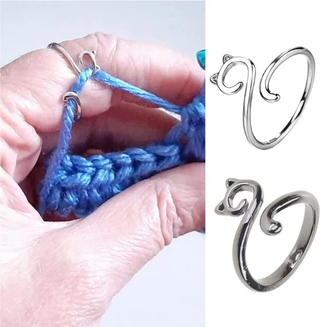 Set 5 Anelli Per Uncinetto A Forma Di Gatto In Metallo – Regolabili, Per Maglia E Quilting, 5 Colori, Lega Di Zinco