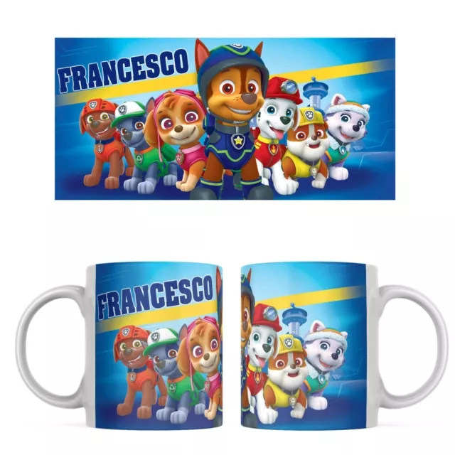 Tazza personalizzata PAW PATROL Nome idea regalo bimbo bambino ceramica lavabile