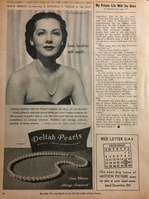 Maria Montez, Deltah Pearls, Vintage Print Ad