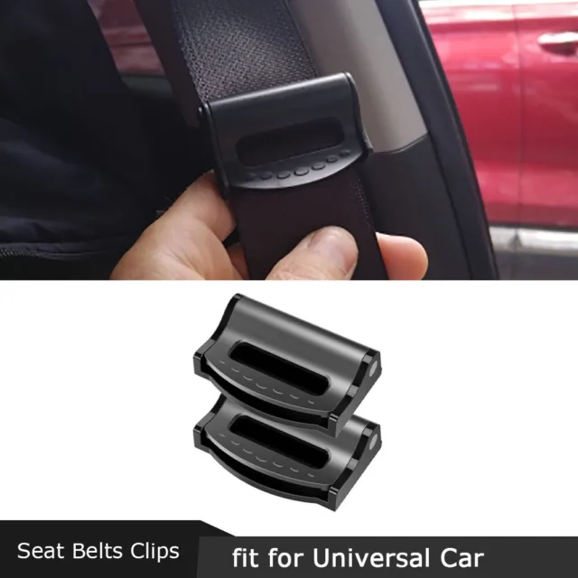 Clips de réglage de ceinture de sécurité de voiture noir 2 pièces