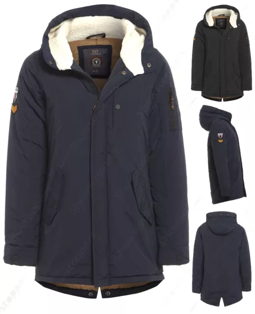 Boys Parka Jacket Fleece Hood Winter School Black Navy Coat Age 7 to 13 Years